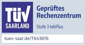 TÜV Saarland seal for tested data center (Level 3 tekPlus)
